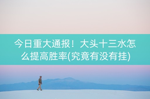 今日重大通报！大头十三水怎么提高胜率(究竟有没有挂)