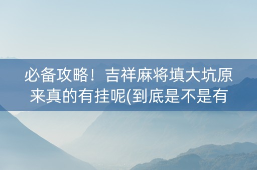 必备攻略！吉祥麻将填大坑原来真的有挂呢(到底是不是有挂)