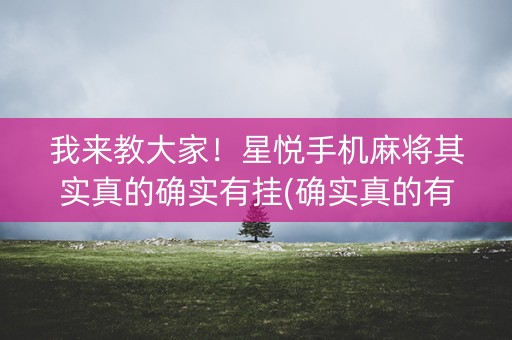 我来教大家！星悦手机麻将其实真的确实有挂(确实真的有挂)