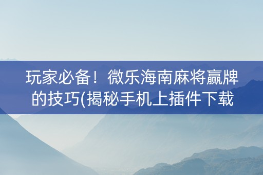 玩家必备！微乐海南麻将赢牌的技巧(揭秘手机上插件下载)