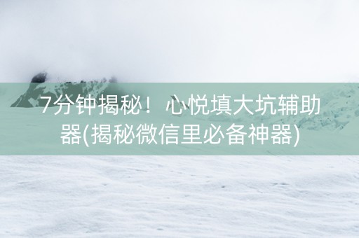 7分钟揭秘！心悦填大坑辅助器(揭秘微信里必备神器)