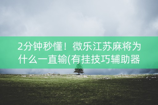 2分钟秒懂！微乐江苏麻将为什么一直输(有挂技巧辅助器)