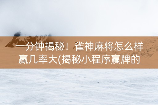 一分钟揭秘！雀神麻将怎么样赢几率大(揭秘小程序赢牌的技巧)