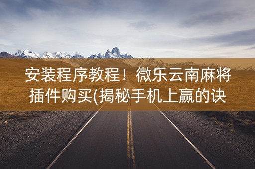 安装程序教程！微乐云南麻将插件购买(揭秘手机上赢的诀窍)