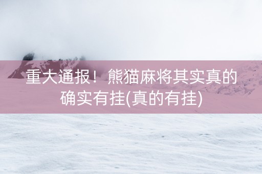 重大通报！熊猫麻将其实真的确实有挂(真的有挂)