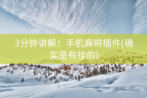 3分钟讲解！手机麻将插件(确实是有挂的)