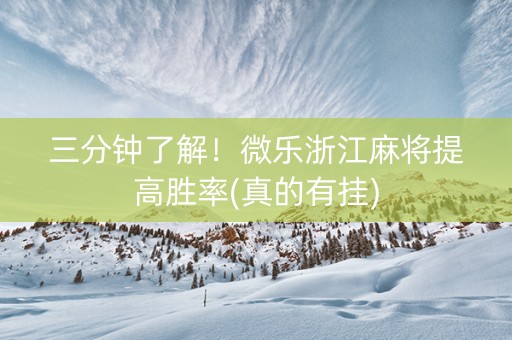三分钟了解！微乐浙江麻将提高胜率(真的有挂)