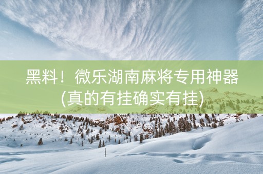黑料！微乐湖南麻将专用神器(真的有挂确实有挂)