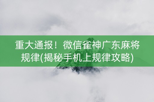 重大通报！微信雀神广东麻将规律(揭秘手机上规律攻略)