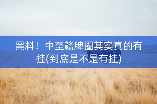 黑料！中至赣牌圈其实真的有挂(到底是不是有挂)