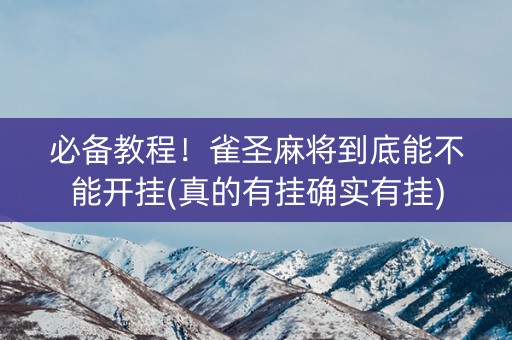 必备教程！雀圣麻将到底能不能开挂(真的有挂确实有挂)