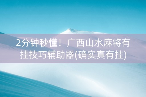 2分钟秒懂！广西山水麻将有挂技巧辅助器(确实真有挂)