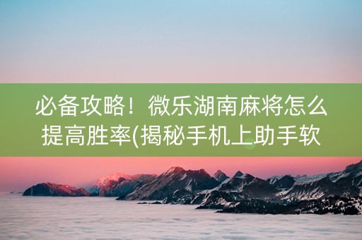 必备攻略！微乐湖南麻将怎么提高胜率(揭秘手机上助手软件)