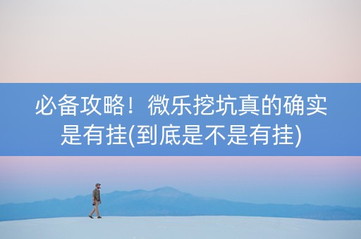 必备攻略！微乐挖坑真的确实是有挂(到底是不是有挂)