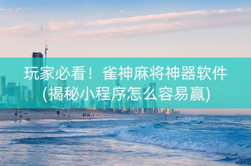 玩家必看！雀神麻将神器软件(揭秘小程序怎么容易赢)
