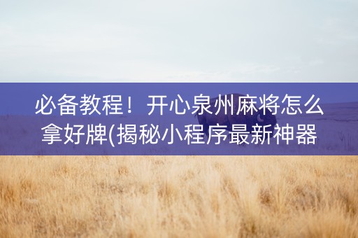 必备教程！开心泉州麻将怎么拿好牌(揭秘小程序最新神器下载)
