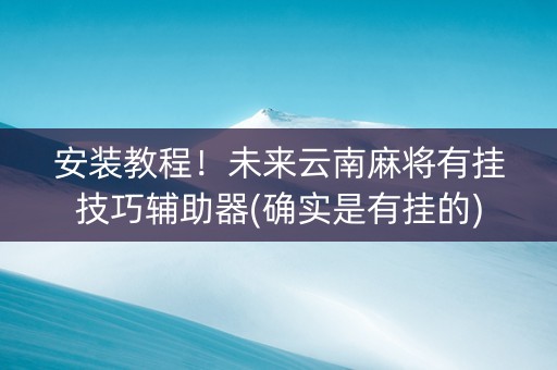 安装教程！未来云南麻将有挂技巧辅助器(确实是有挂的)