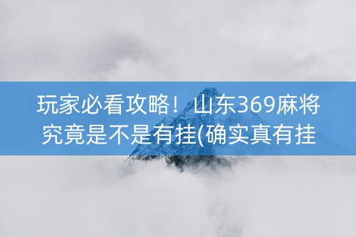 玩家必看攻略！山东369麻将究竟是不是有挂(确实真有挂)