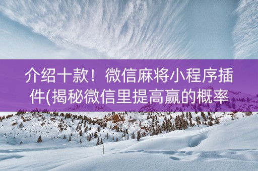 介绍十款！微信麻将小程序插件(揭秘微信里提高赢的概率)