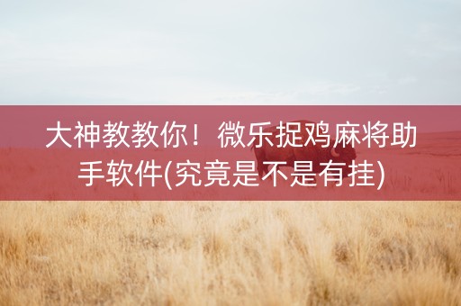 大神教教你！微乐捉鸡麻将助手软件(究竟是不是有挂)