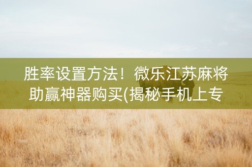 胜率设置方法！微乐江苏麻将助赢神器购买(揭秘手机上专用神器下载)