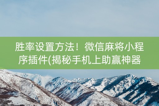 胜率设置方法！微信麻将小程序插件(揭秘手机上助赢神器购买)