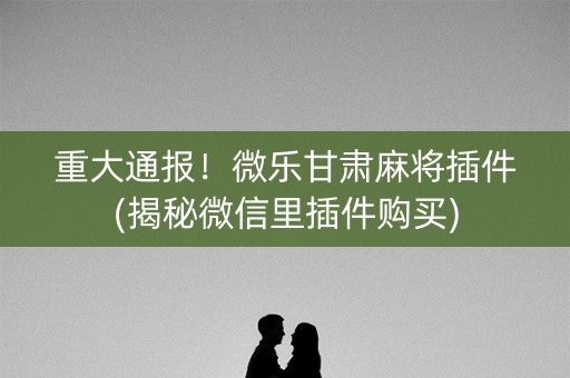 重大通报！微乐甘肃麻将插件(揭秘微信里插件购买)