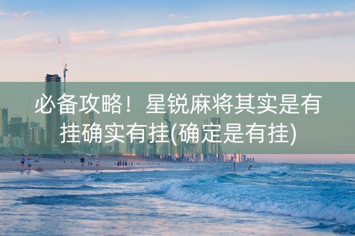 必备攻略！星锐麻将其实是有挂确实有挂(确定是有挂)