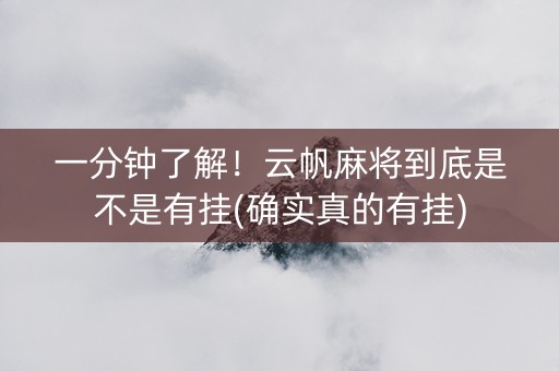 一分钟了解！云帆麻将到底是不是有挂(确实真的有挂)