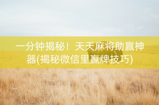 一分钟揭秘！天天麻将助赢神器(揭秘微信里赢牌技巧)