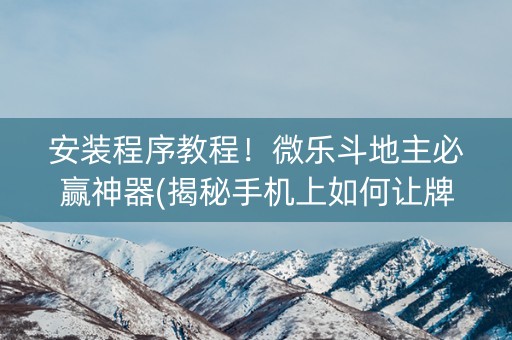 安装程序教程！微乐斗地主必赢神器(揭秘手机上如何让牌变好)