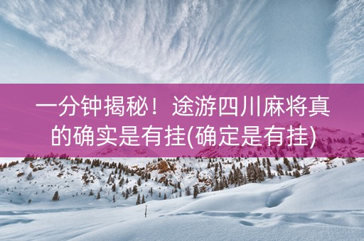 一分钟揭秘！途游四川麻将真的确实是有挂(确定是有挂)