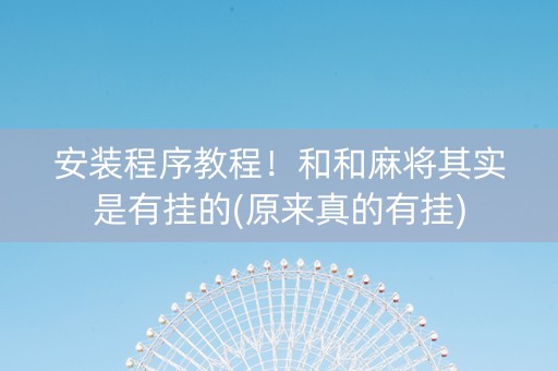 安装程序教程！和和麻将其实是有挂的(原来真的有挂)