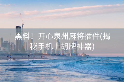 黑料！开心泉州麻将插件(揭秘手机上胡牌神器)