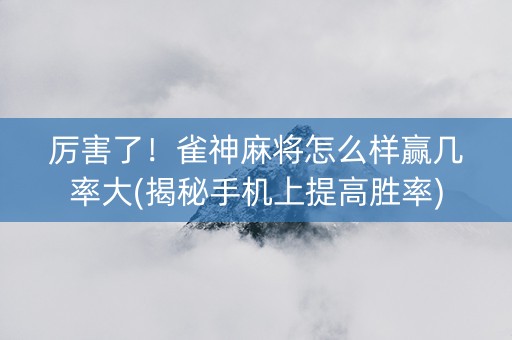 厉害了！雀神麻将怎么样赢几率大(揭秘手机上提高胜率)