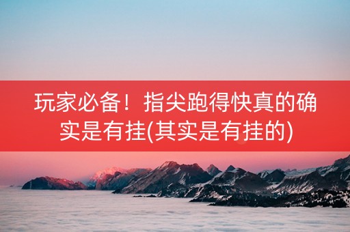 玩家必备！指尖跑得快真的确实是有挂(其实是有挂的)