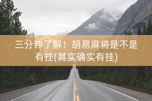 三分钟了解！胡易麻将是不是有挂(其实确实有挂)