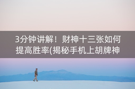 3分钟讲解！财神十三张如何提高胜率(揭秘手机上胡牌神器)