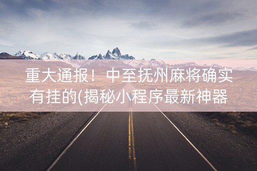 重大通报！中至抚州麻将确实有挂的(揭秘小程序最新神器下载)