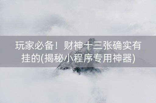 玩家必备！财神十三张确实有挂的(揭秘小程序专用神器)