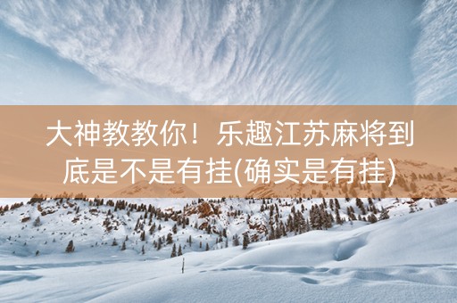 大神教教你！乐趣江苏麻将到底是不是有挂(确实是有挂)