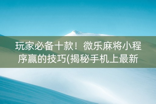 玩家必备十款！微乐麻将小程序赢的技巧(揭秘手机上最新神器下载)