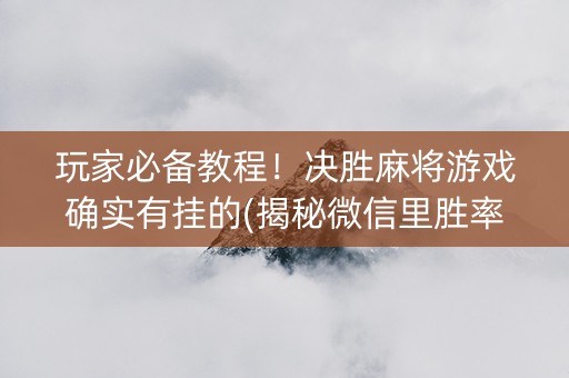 玩家必备教程！决胜麻将游戏确实有挂的(揭秘微信里胜率到哪调)
