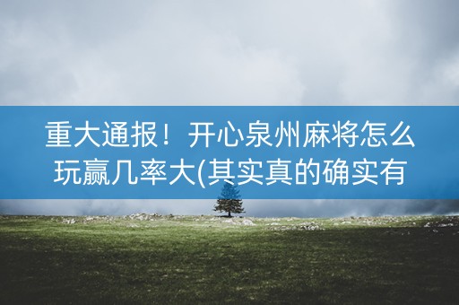 重大通报！开心泉州麻将怎么玩赢几率大(其实真的确实有挂)