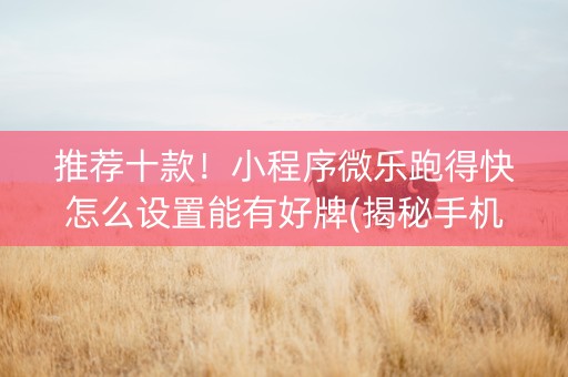 推荐十款！小程序微乐跑得快怎么设置能有好牌(揭秘手机上输赢规律)