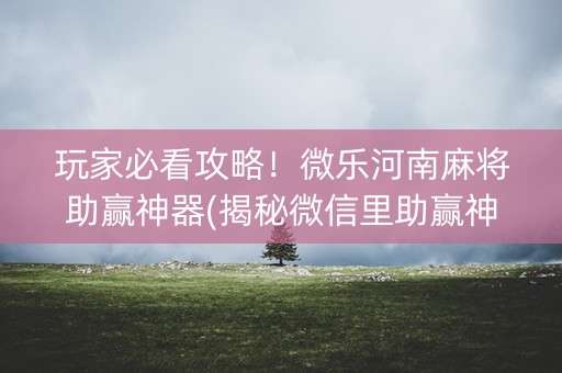 玩家必看攻略！微乐河南麻将助赢神器(揭秘微信里助赢神器购买)