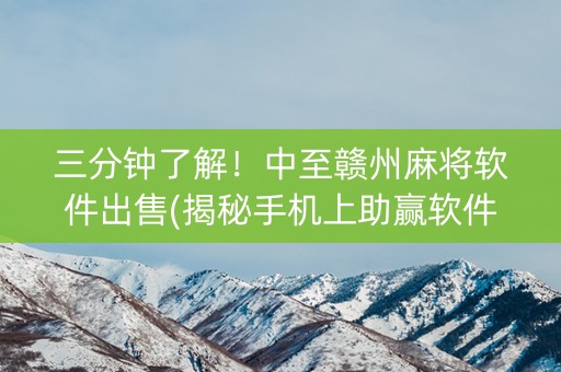 三分钟了解！中至赣州麻将软件出售(揭秘手机上助赢软件)