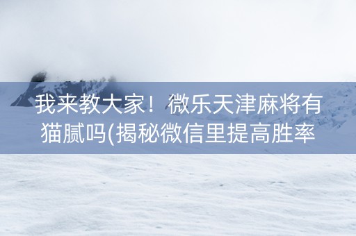 我来教大家！微乐天津麻将有猫腻吗(揭秘微信里提高胜率)
