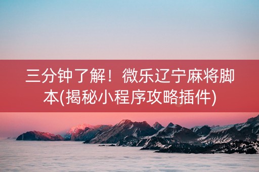 三分钟了解！微乐辽宁麻将脚本(揭秘小程序攻略插件)