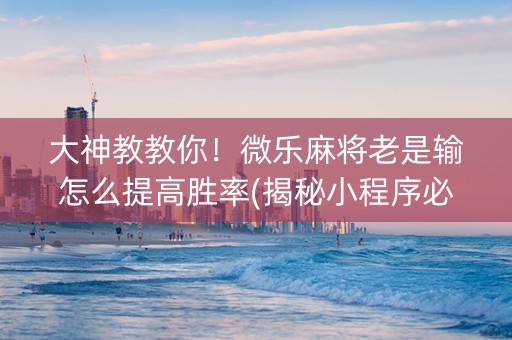 大神教教你！微乐麻将老是输怎么提高胜率(揭秘小程序必备神器)